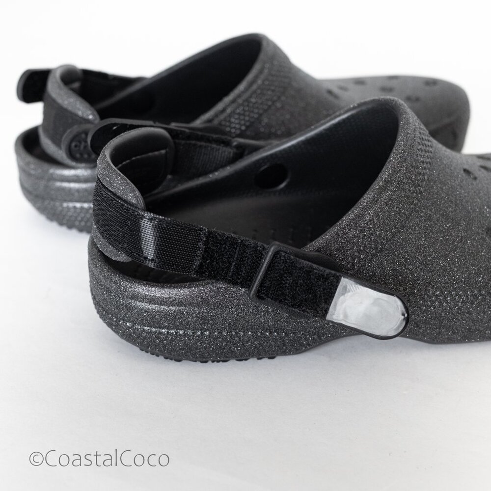 Crocs Classic Work Graphic Clog Hook & Loop Unisex M 7 / W 9 Shoes Black Glitter - Picture 5 of 10